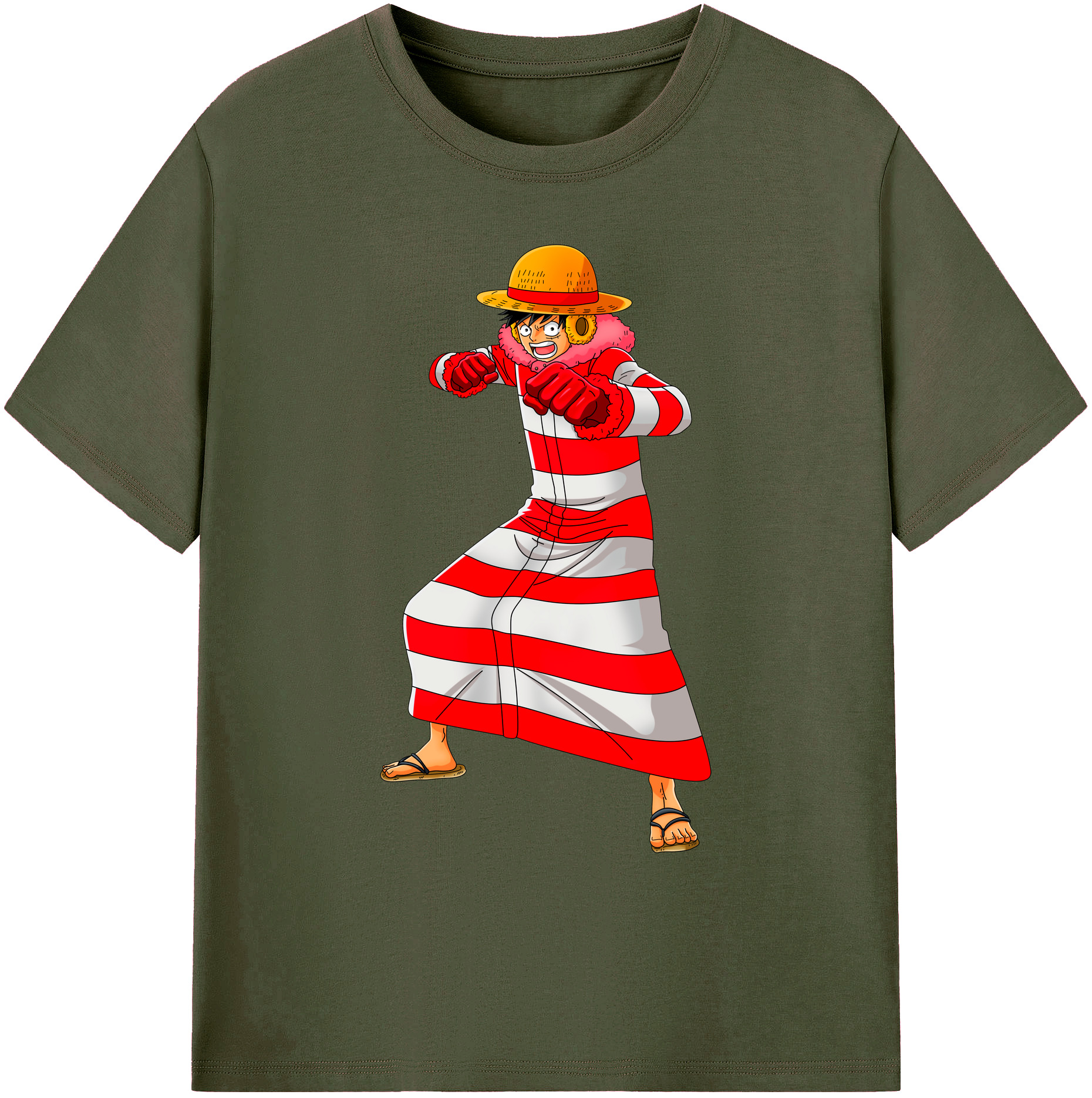 ワンピース モンキー・D・ルフィ ONE PIECE Monkey D. Luffy 綿100％ メンズ半袖Tシャツ｜肌触りやわらか＆通気性